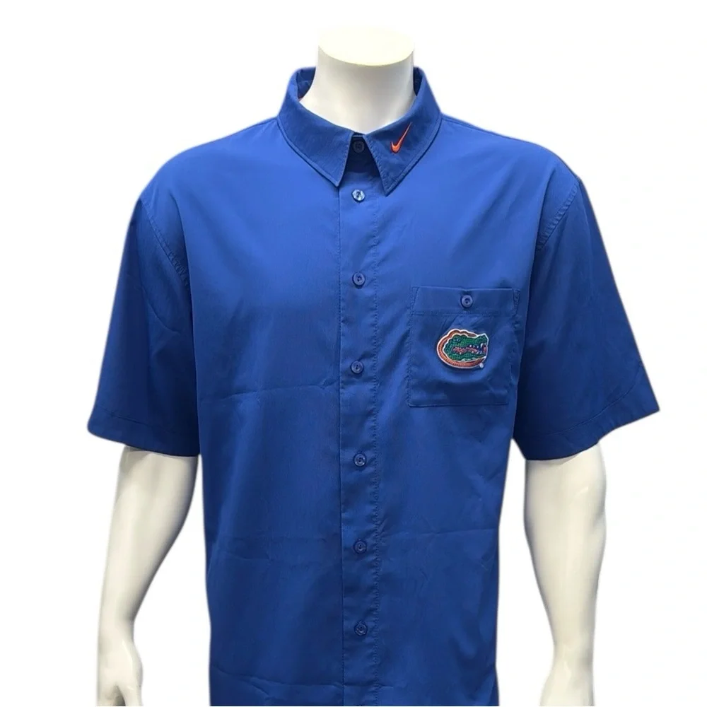 Nike Authentic Team Dri-Fit Florida Gators Blue Embroidered Button Up Shirt XL